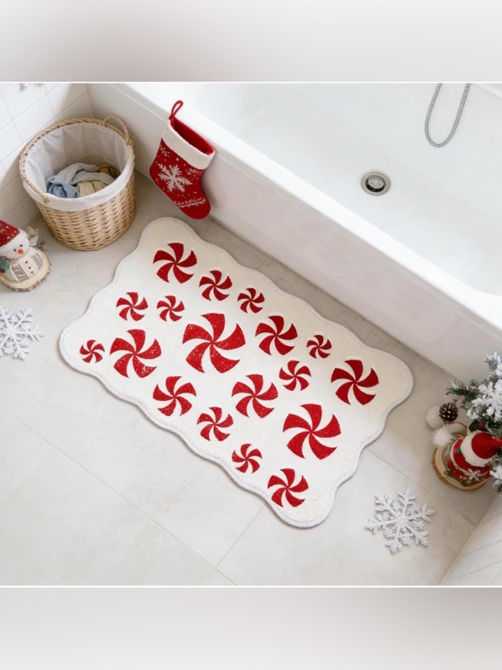 Christmas Rug Bathroom Mat Peppermint 31.9" x 20" Xmas